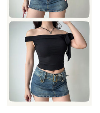 off-neck tied Top