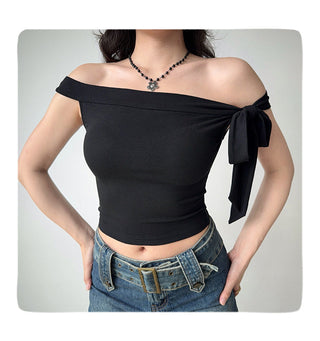off-neck tied Top