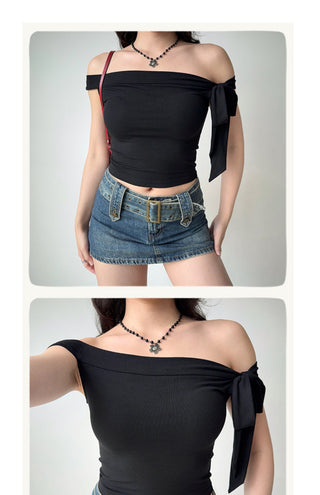 off-neck tied Top