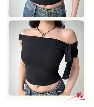 off-neck tied Top