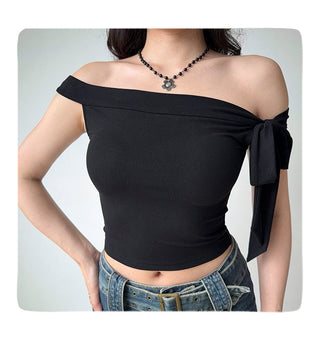 off-neck tied Top