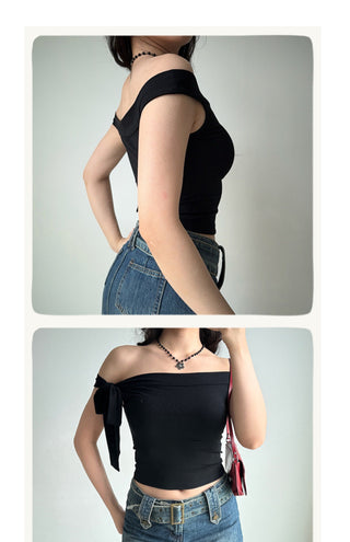 off-neck tied Top