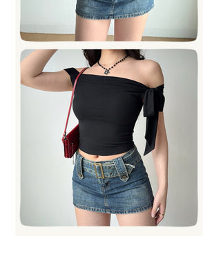 off-neck tied Top