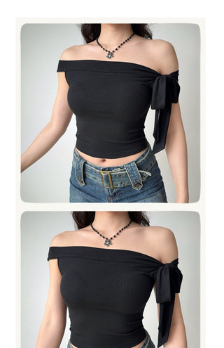 off-neck tied Top