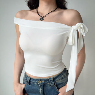 off-neck tied Top