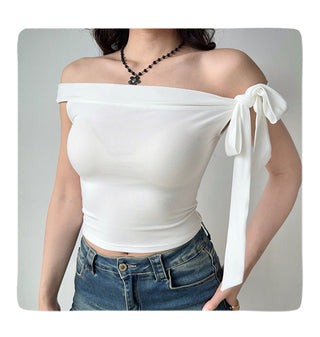 off-neck tied Top