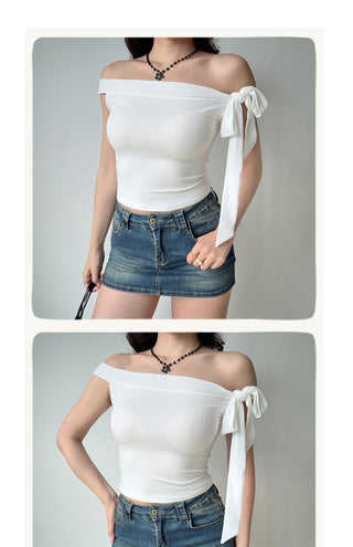 off-neck tied Top