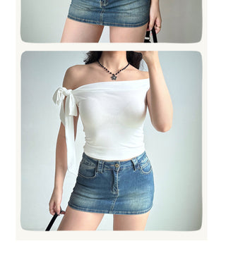 off-neck tied Top