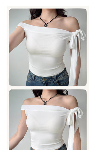 off-neck tied Top