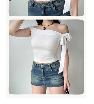off-neck tied Top