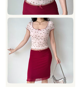rose lace crop