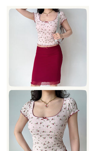 rose lace crop