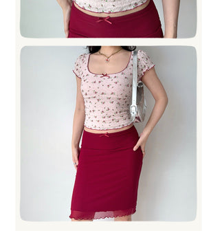 rose lace crop