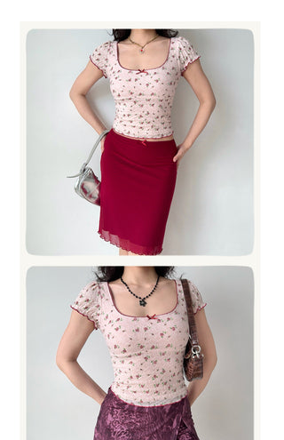 rose lace crop