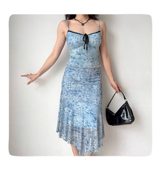 blue suspender set