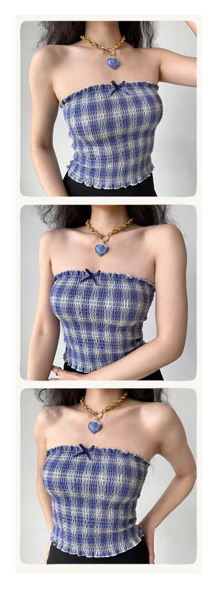 plaid smocking top