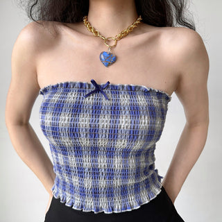 plaid smocking top
