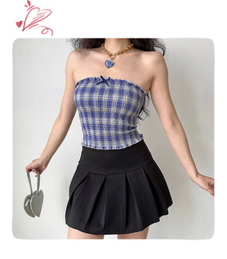 plaid smocking top