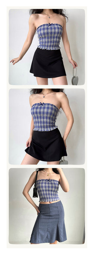 plaid smocking top