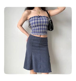 plaid smocking top