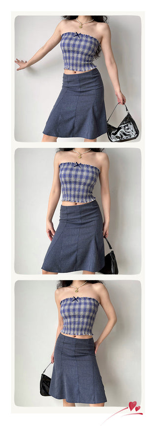 plaid smocking top