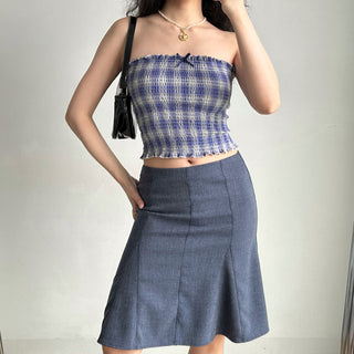 plaid smocking top
