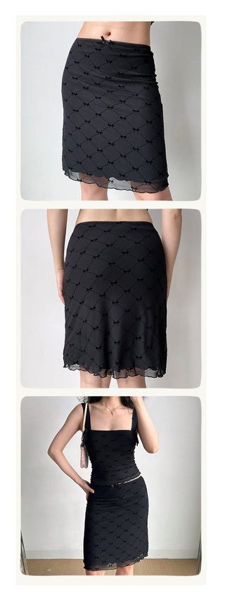 plaid mesh skirt