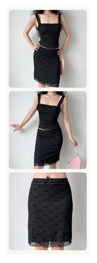 plaid mesh skirt