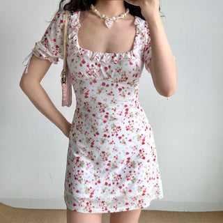 strawberry puff dress