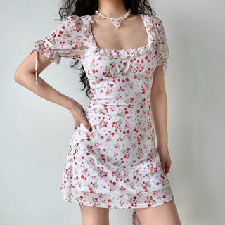 strawberry puff dress