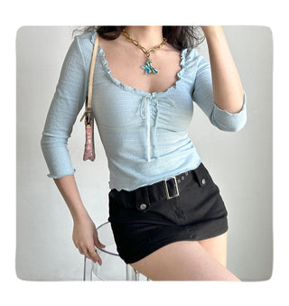waffle 3/4 sleeve