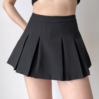 solid pleated skirt