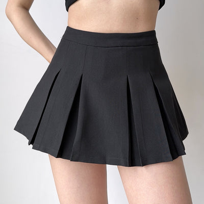 solid pleated skirt