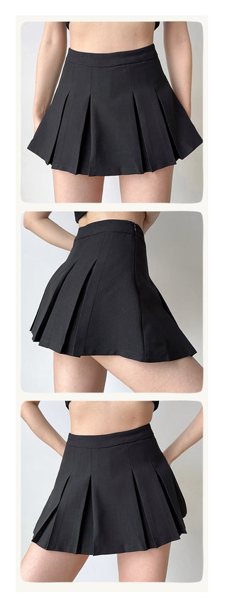 solid pleated skirt