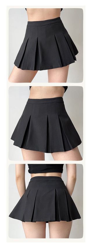 solid pleated skirt