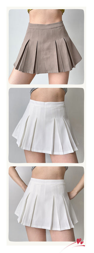 solid pleated skirt