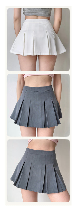 solid pleated skirt