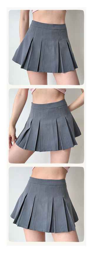 solid pleated skirt
