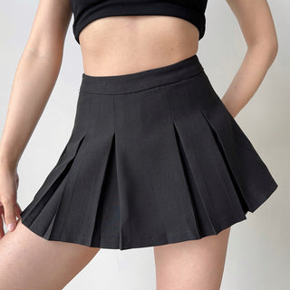 solid pleated skirt