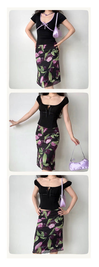 floral fishtail skirt