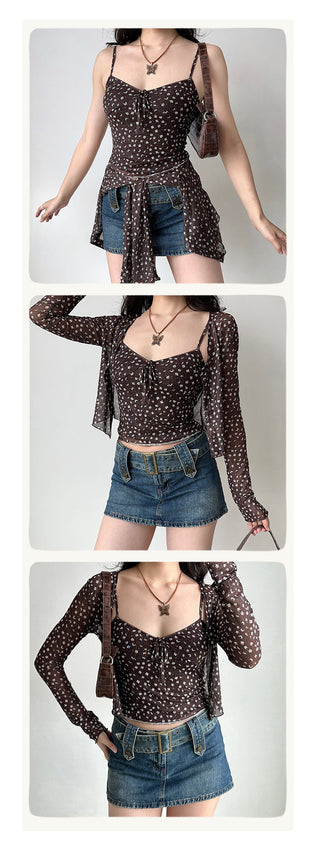 floral cardigan set