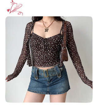 floral cardigan set
