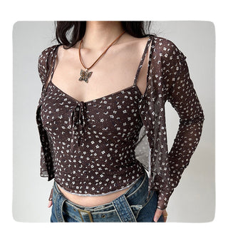 floral cardigan set