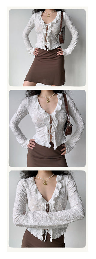 lace-up cardigan