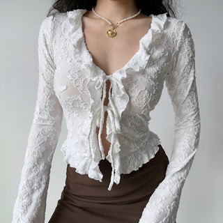 lace-up cardigan