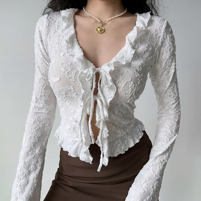 lace-up cardigan