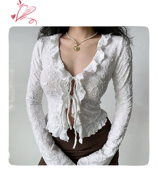 lace-up cardigan