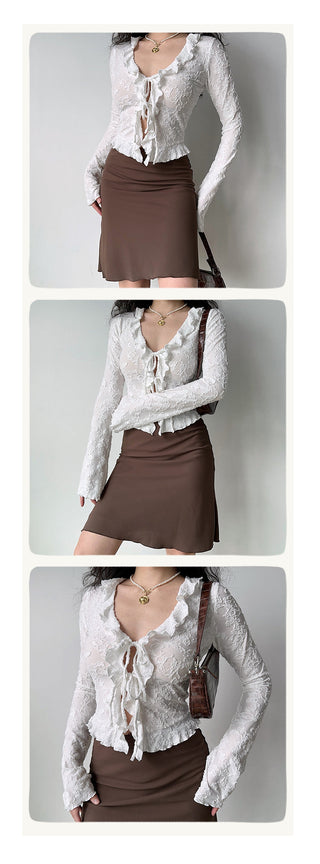 lace-up cardigan
