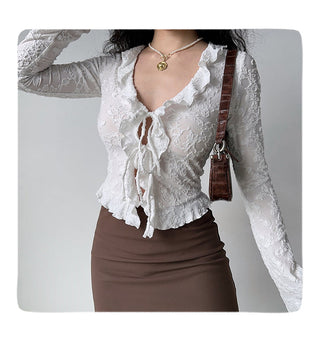 lace-up cardigan