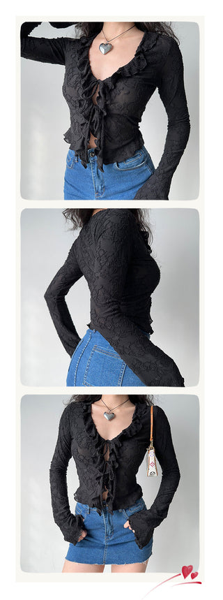 lace-up cardigan
